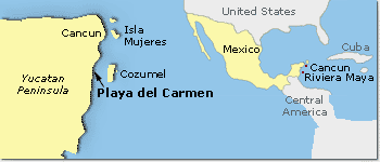 Mappa della Playa del Carmen