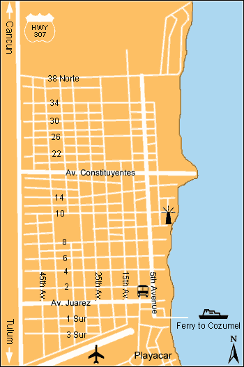 Mappa della Playa del Carmen